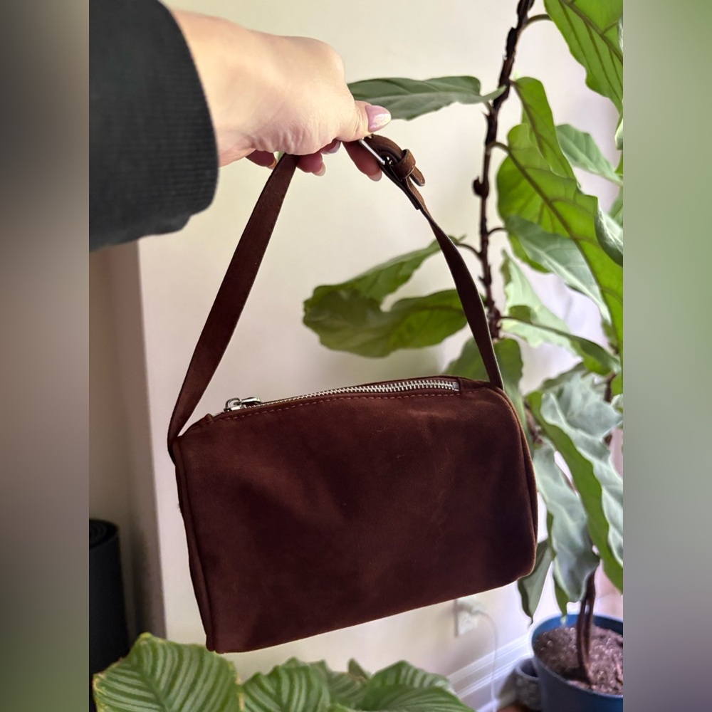 Two Brown Faux Suede Handbags